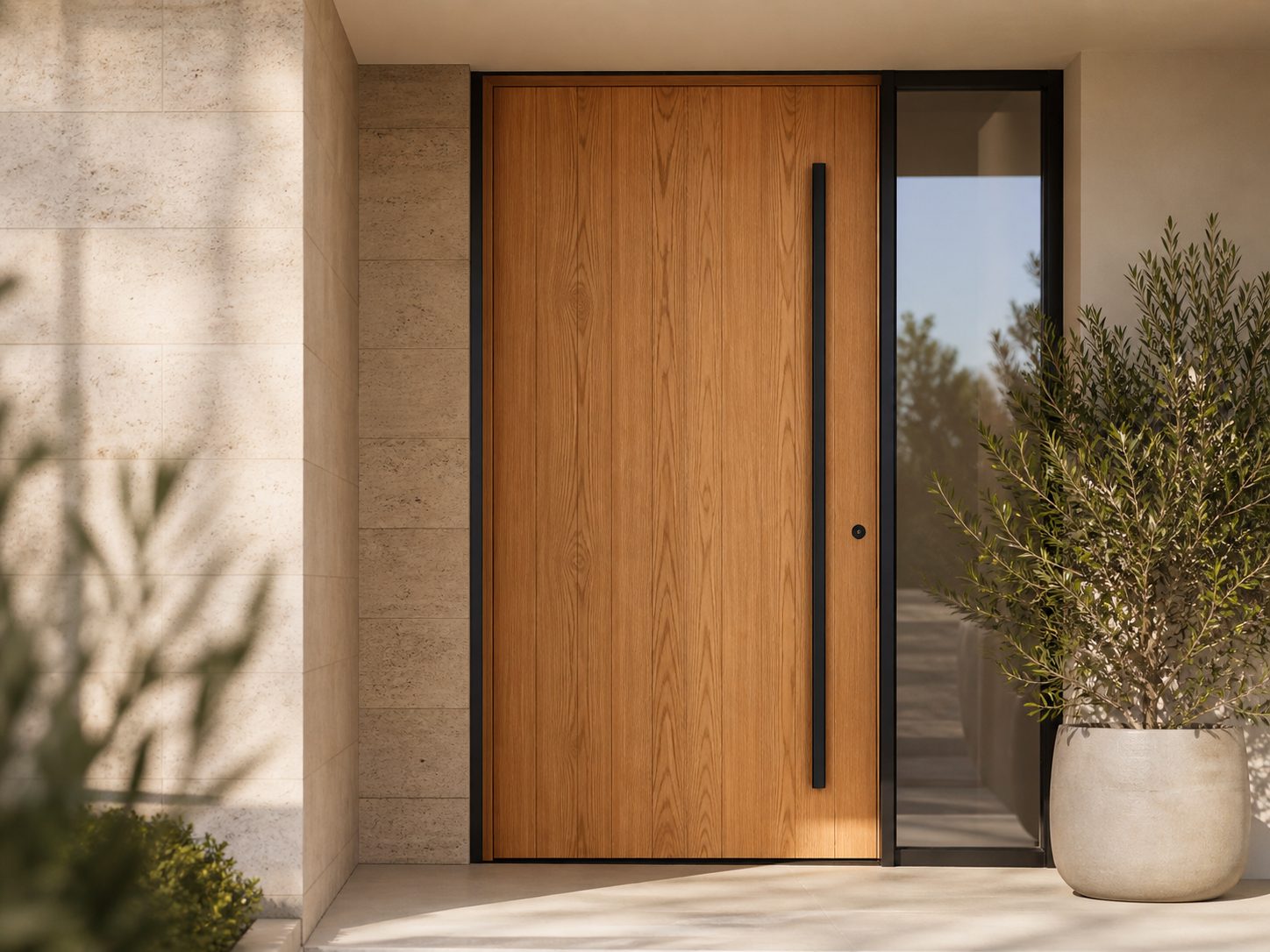 DWĀR classic flush oak entrance door